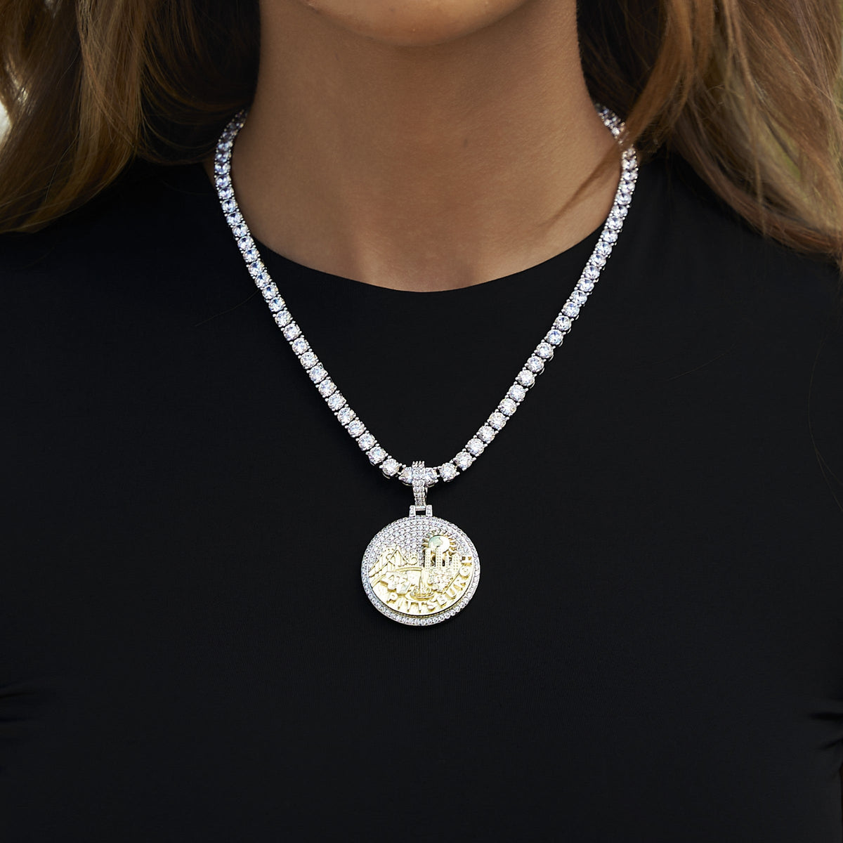 Iced Pittsburgh Pendant in White Gold