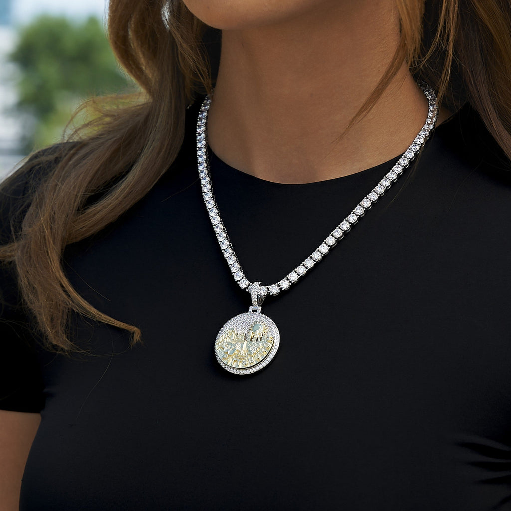 Iced Pittsburgh Pendant in White Gold