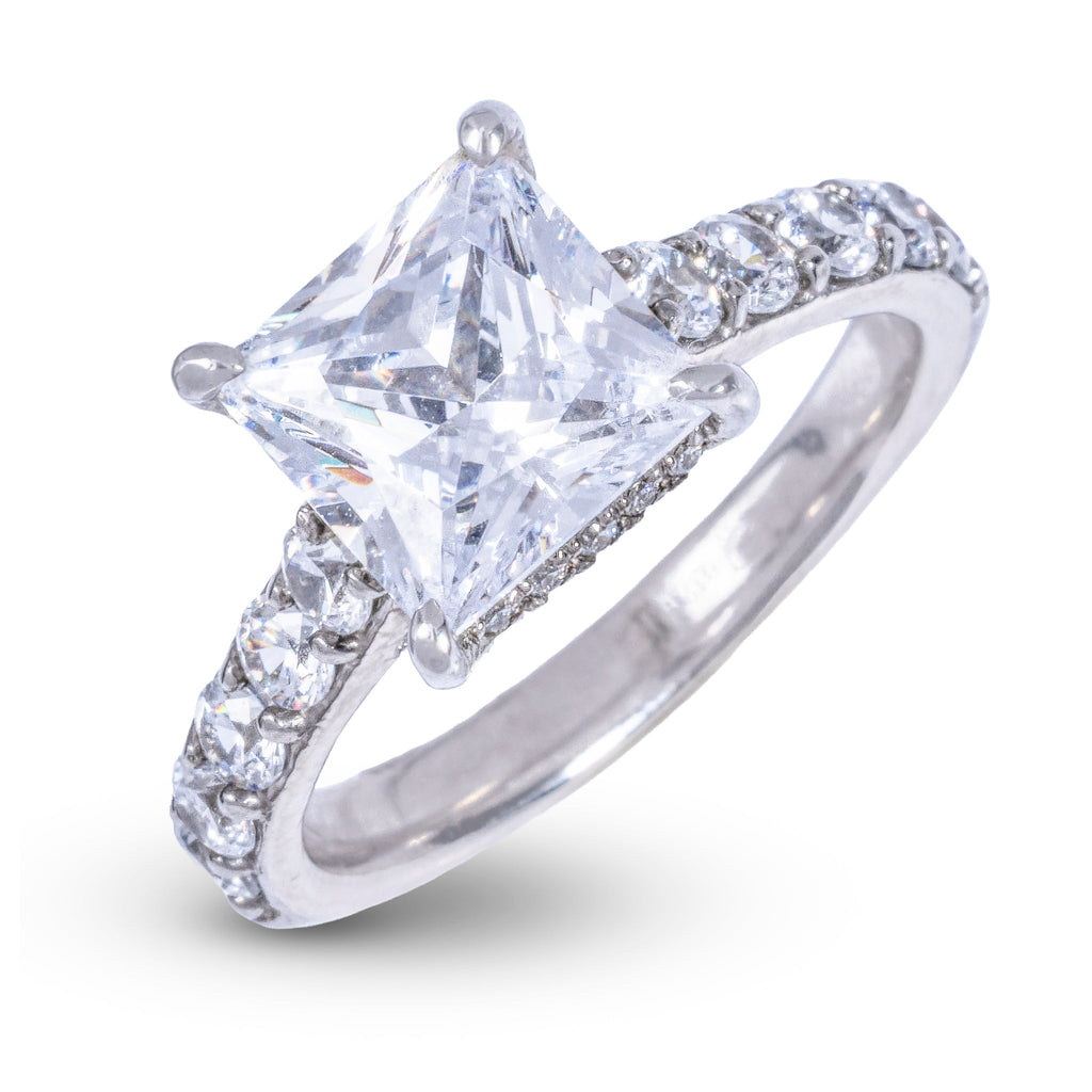 Princess Stone Lab Diamond Engagement Ring in Platinum