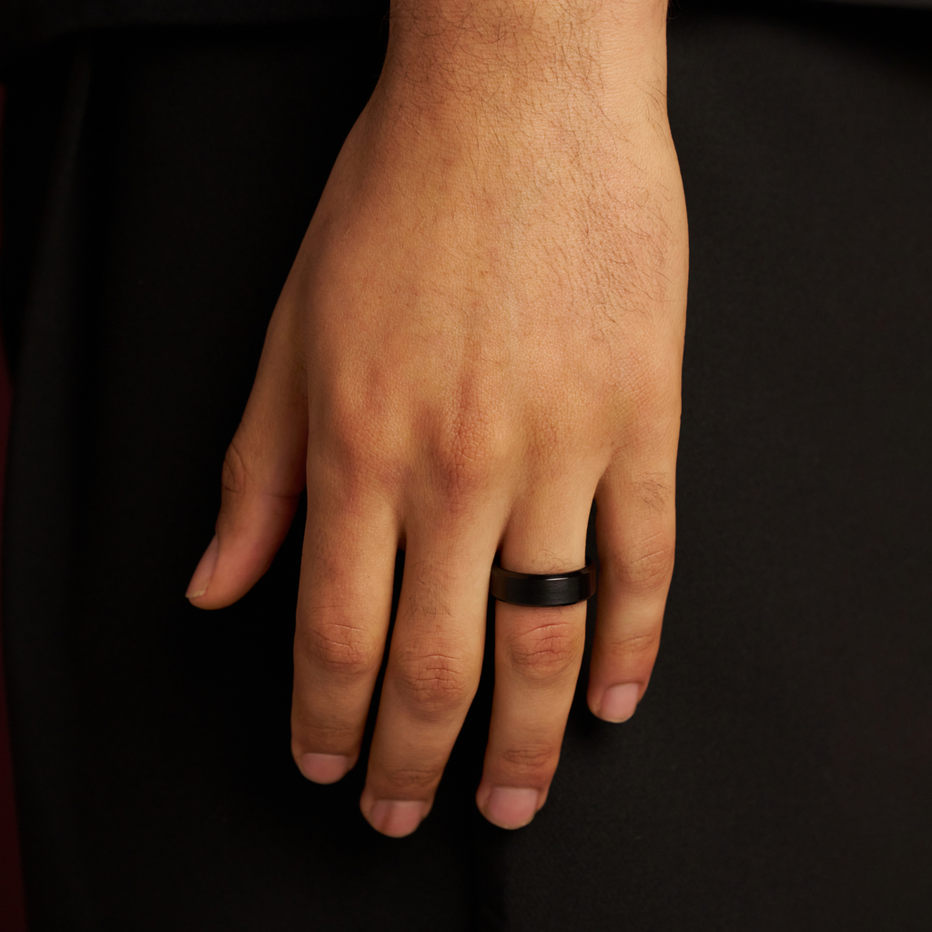 Bevelled Ring (Black) 8mm | Tungsten