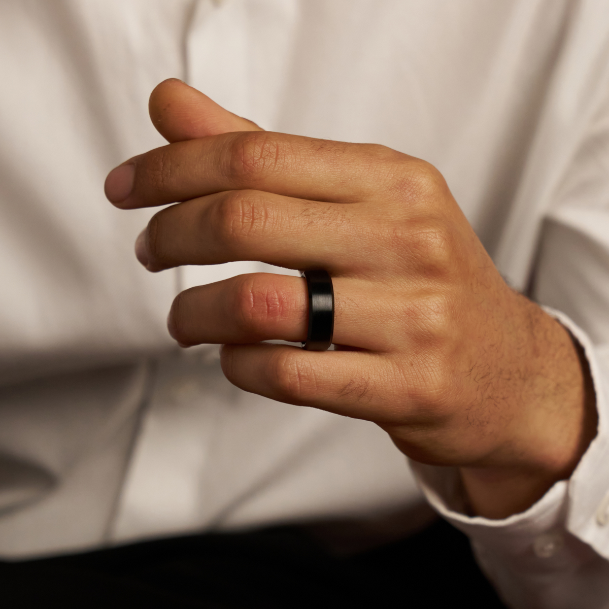 Bevelled Ring (Black) 8mm | Tungsten