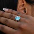 Blue Cocktail Ring in White Gold Vermeil