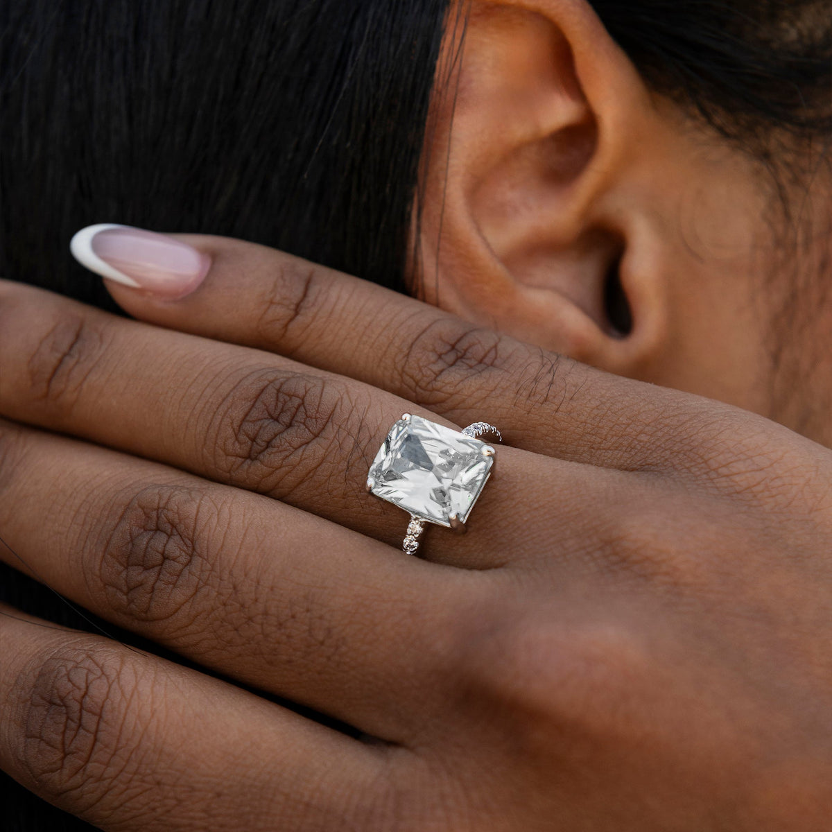 Diamond Cocktail Ring in White Gold Vermeil