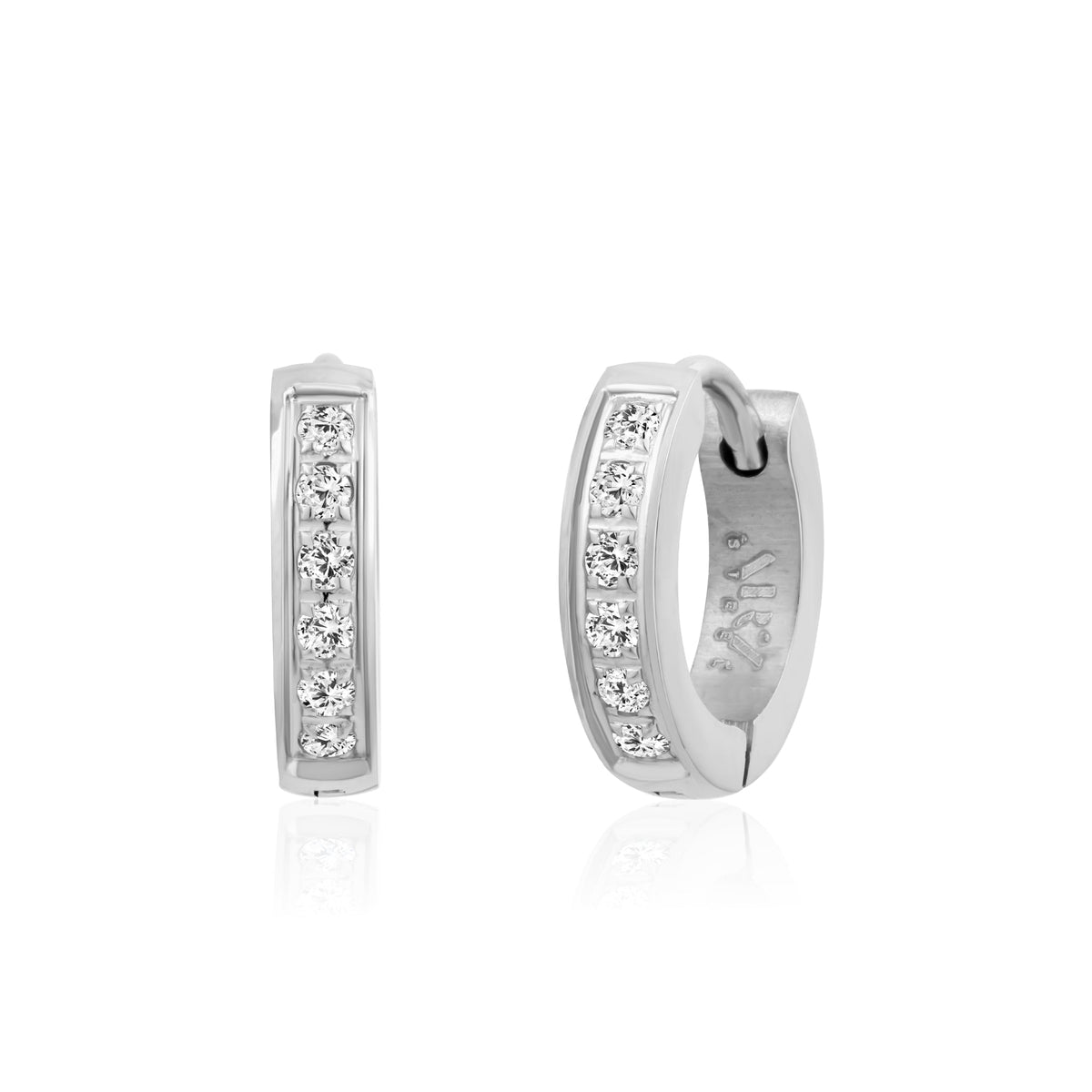 Stone-Set Huggie Earrings