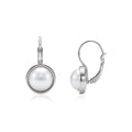 Round Pearl Leverback Earrings