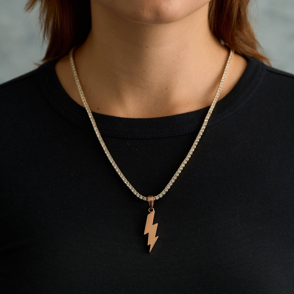 Simple Lighting Bolt Pendant in Rose Gold