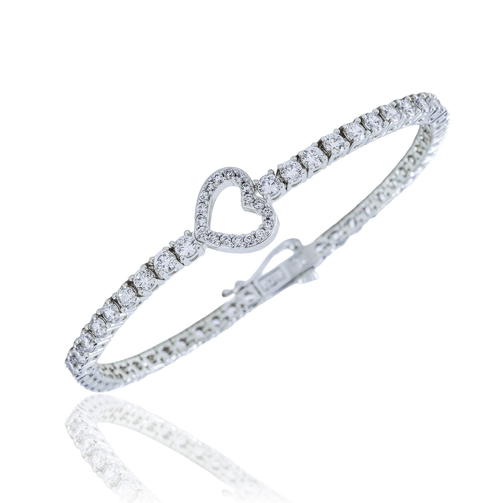 Moissanite Heart Tennis Bracelet in Sterling Silver