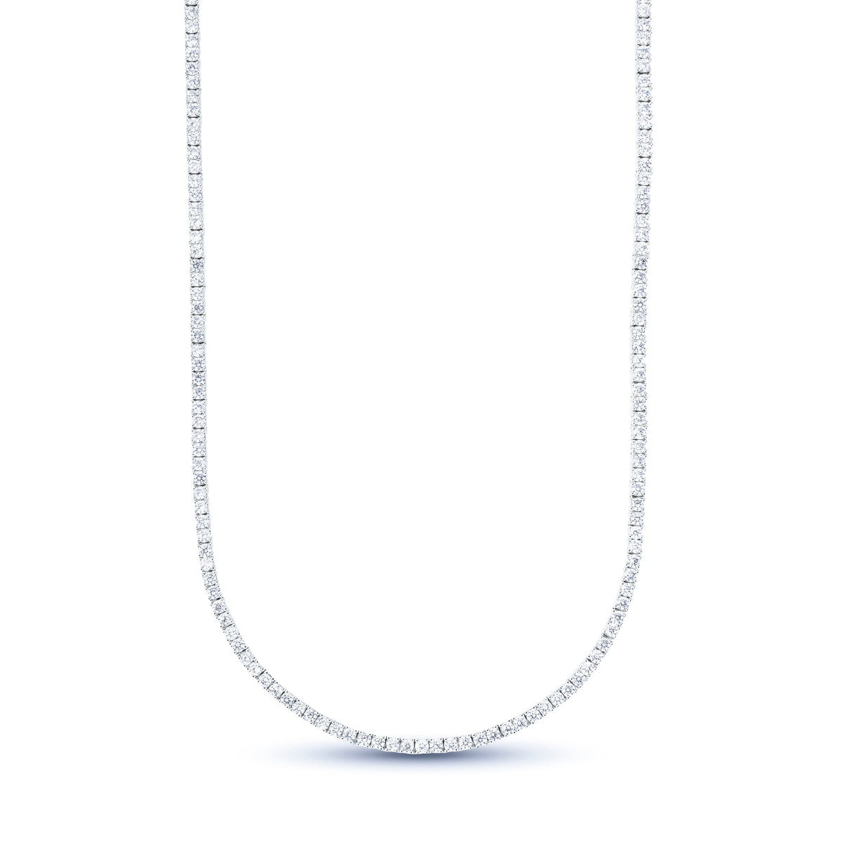 Women's Moissanite Diamond Tennis Necklace in White Gold Vermeil - 2mm