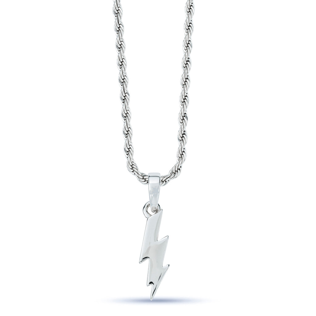 Bolt Micro Pendant in Solid White Gold