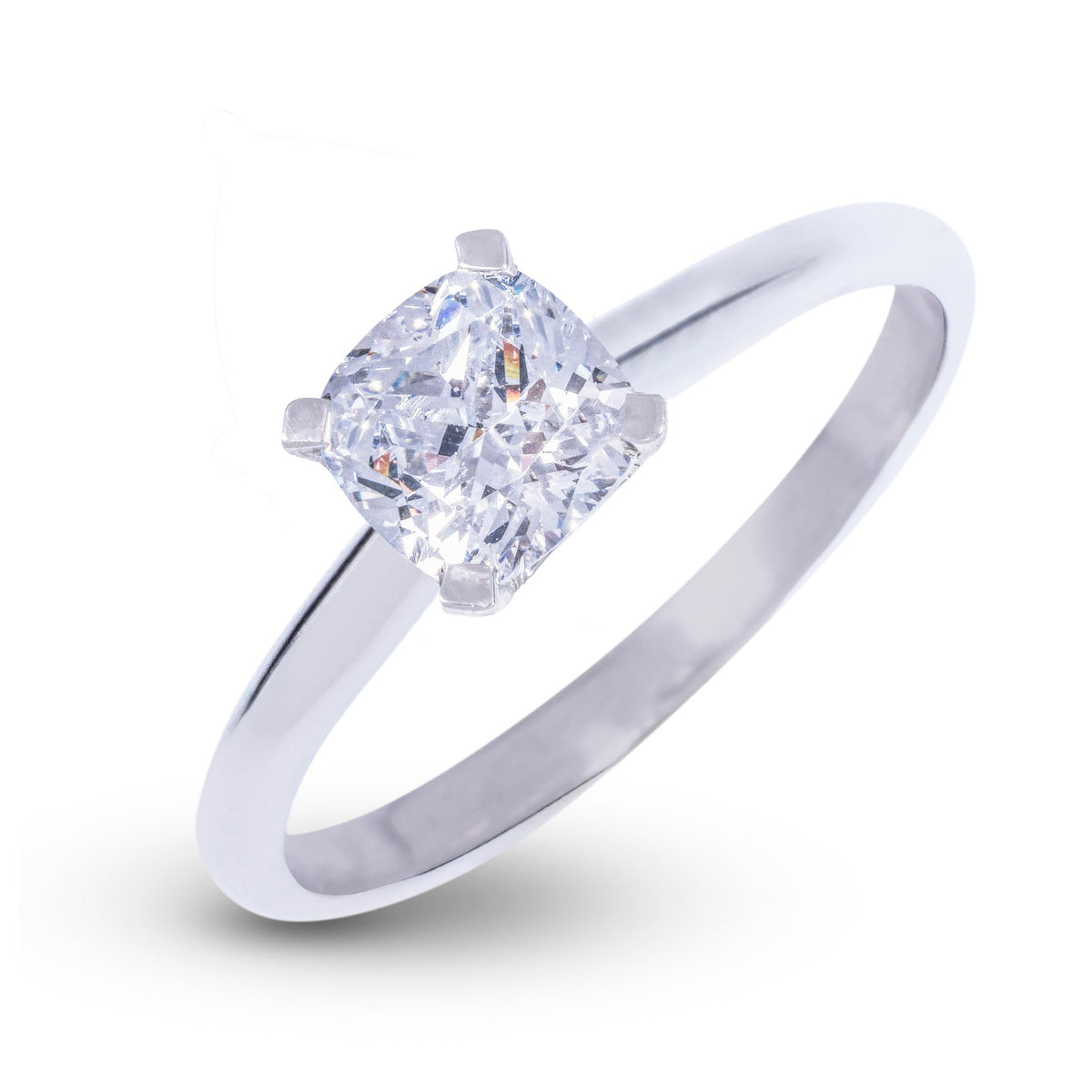 Square Cushion Single Stone Lab Diamond Engagement Ring in Platinum