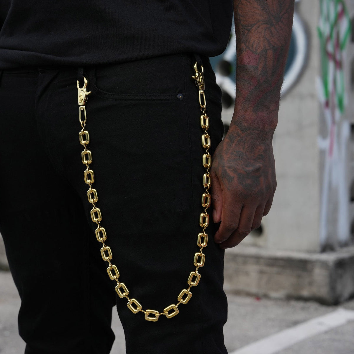 Square Link Pant Chain in Yellow Gold - 15MM