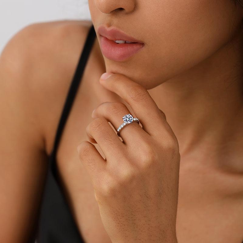 Classic Shared-Prong Round Cut Moissanite Engagement Ring