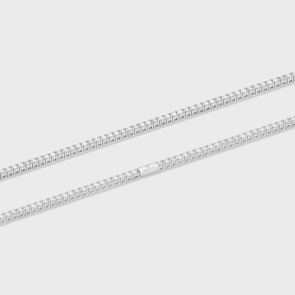 Women's Tennis Chain + Bracelet (Silver) - 3mm