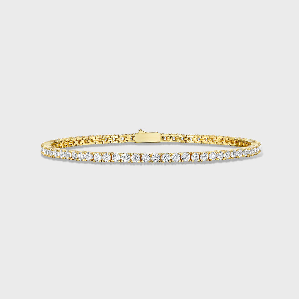 Women's Tennis Chain + Bracelet (Gold) - 3mm