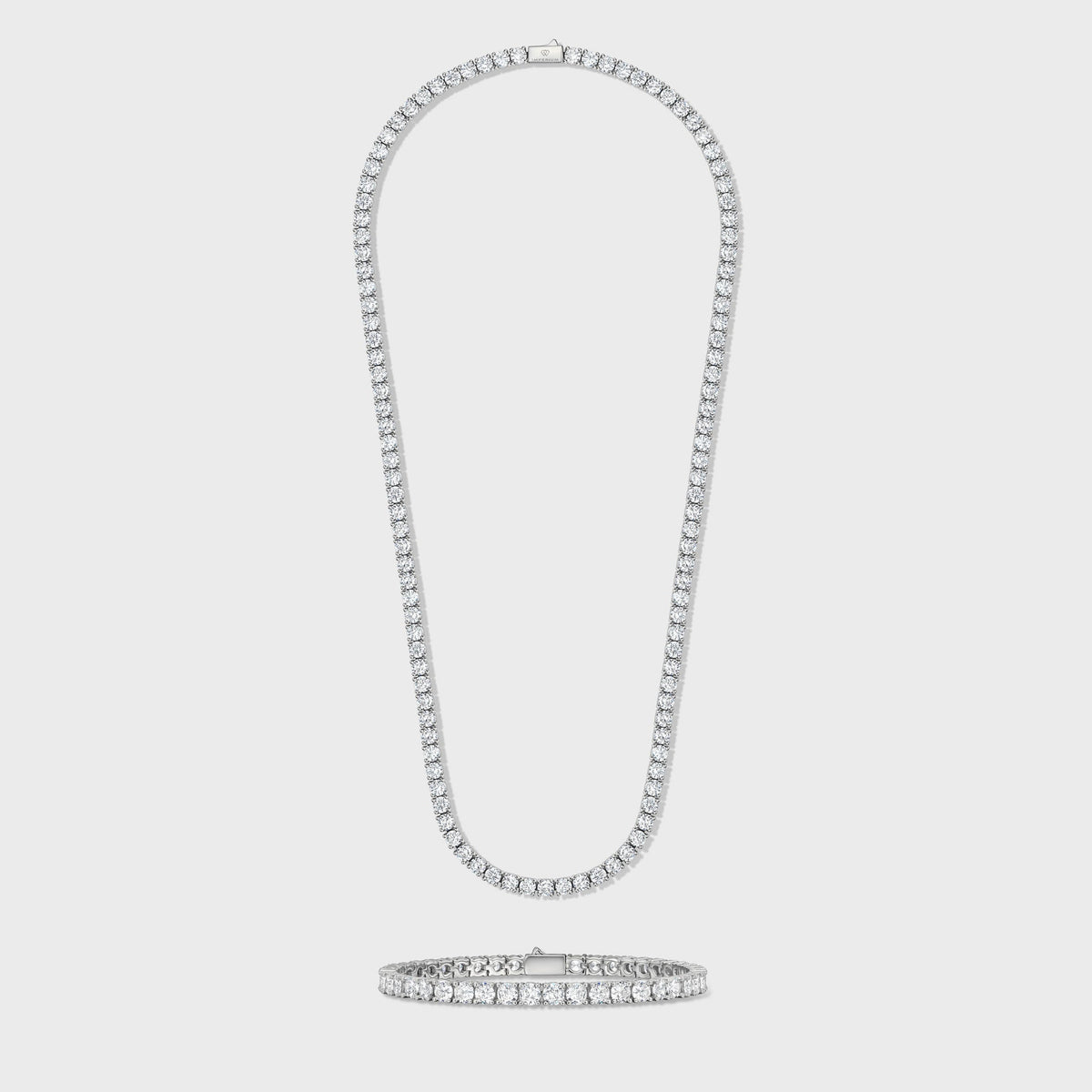 Tennis Chain + Bracelet (Silver) - 5mm
