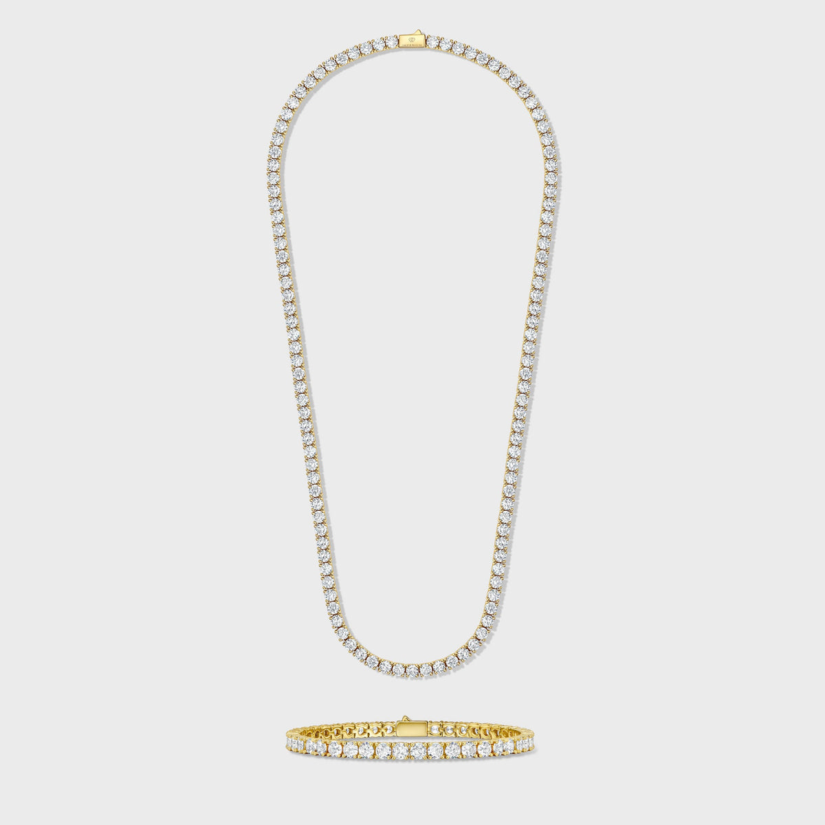Tennis Chain + Bracelet (Gold) - 5mm