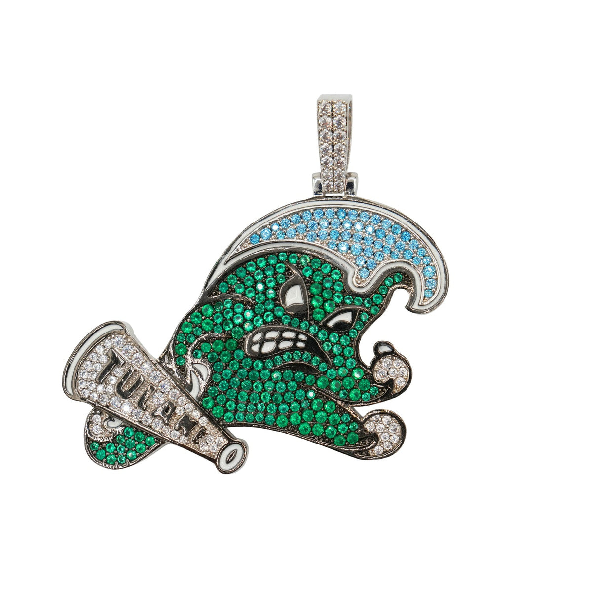 Tulane Green Wave Logo in White Gold