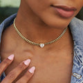 Crystal Heart Miami Cuban in Yellow Gold