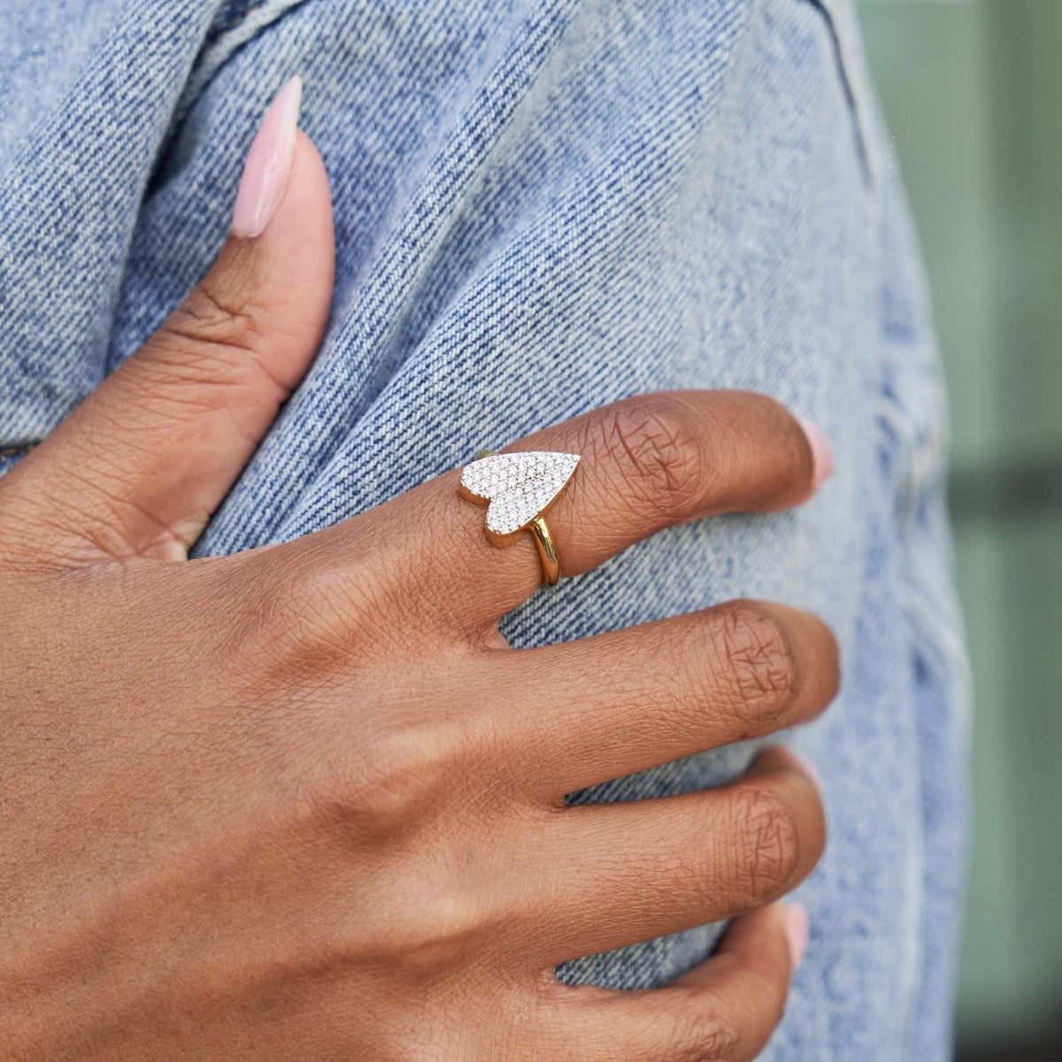 Pave Heart Ring - Yellow Gold Vermeil