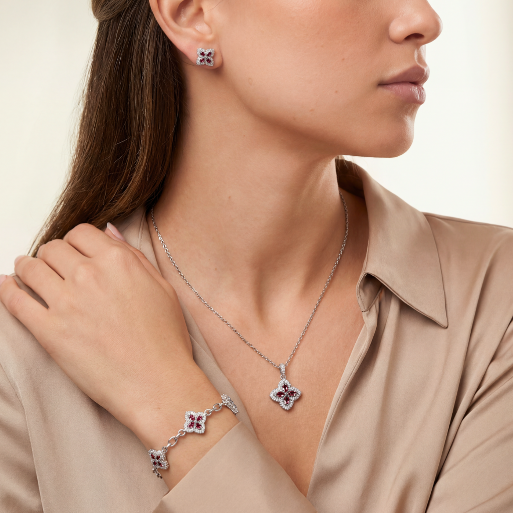 Red Clover Icon Pendant + Bracelet + Earrings