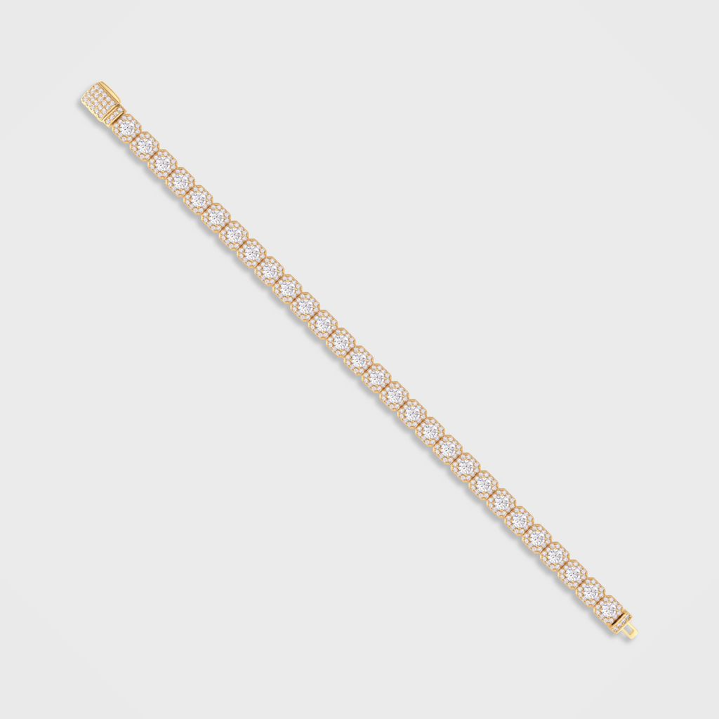 Women's Clustered Tennis Bracelet (Gold) - 8mm