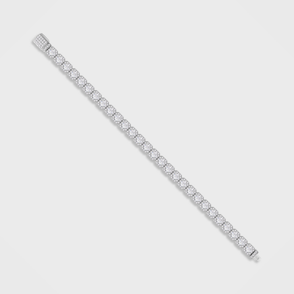 Women's Clustered Tennis Bracelet (Silver) - 8mm