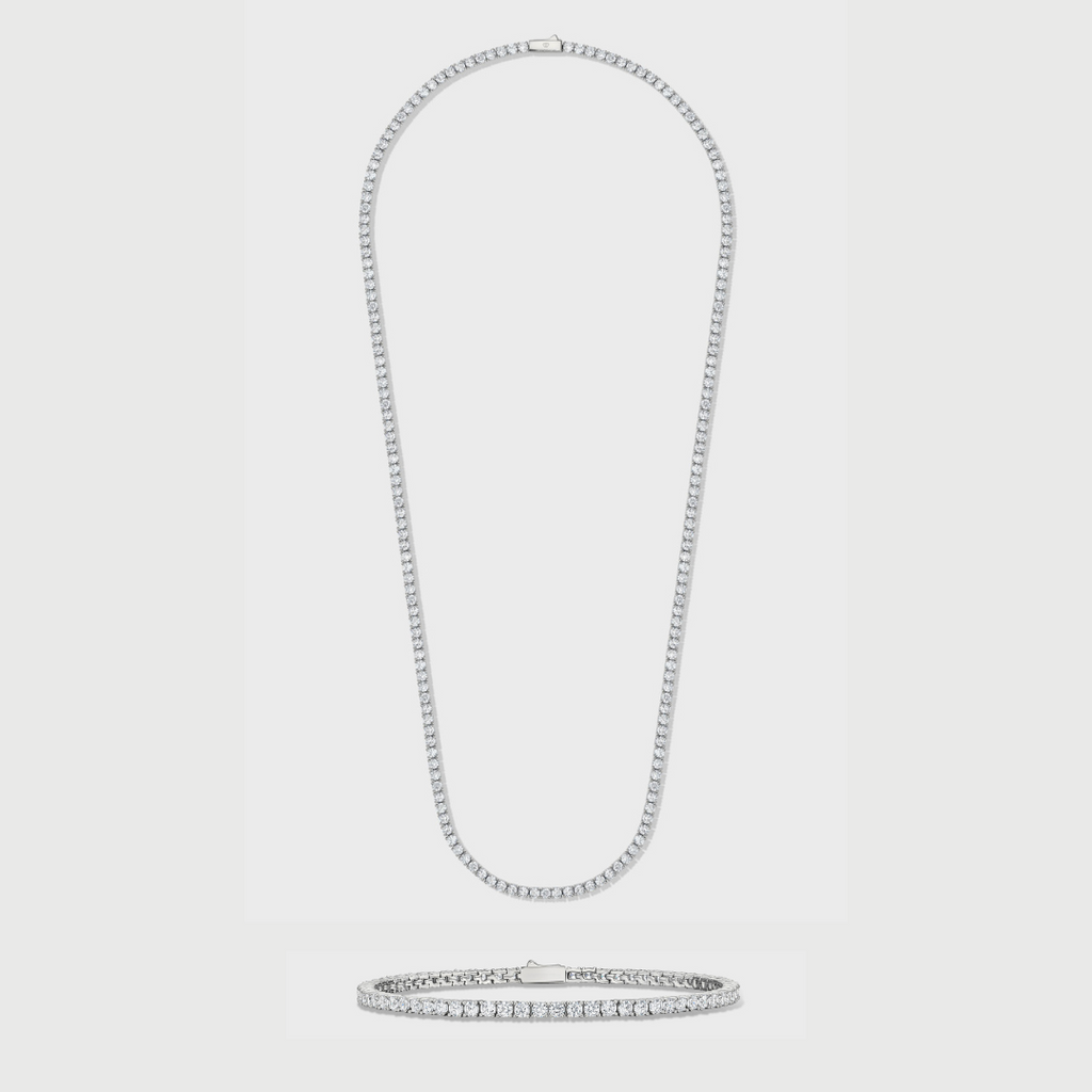 Tennis Chain + Bracelet (Silver) - 3mm