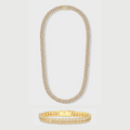 Iced Cuban Chain + Bracelet (Gold) - 10mm