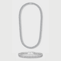 Iced Cuban Chain + Bracelet (Silver) - 10mm
