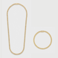 Women's Iced Micro Prong Cuban Chain + Bracelet (Gold) - 5mm