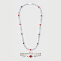 Red Clover Tennis Chain + Bracelet (Silver) - 4mm