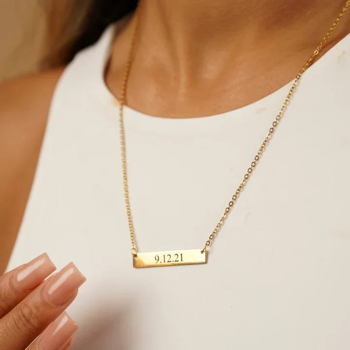 Engraved Bar Necklace