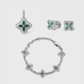 Green Clover Icon Pendant + Bracelet + Earrings