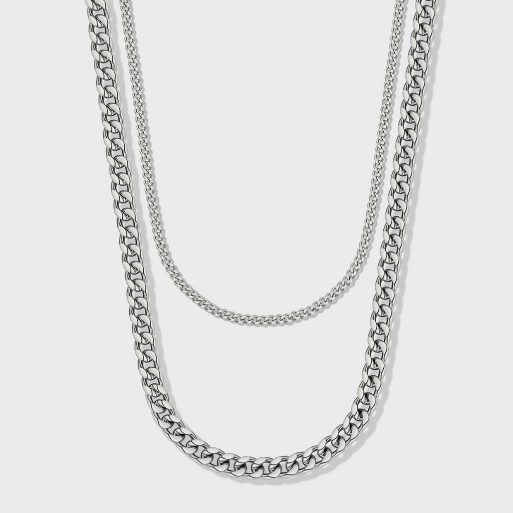 Women's Cuban 5mm + Micro Cuban Stack (Silver)