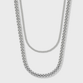 Women's Cuban 5mm + Micro Cuban Stack (Silver)