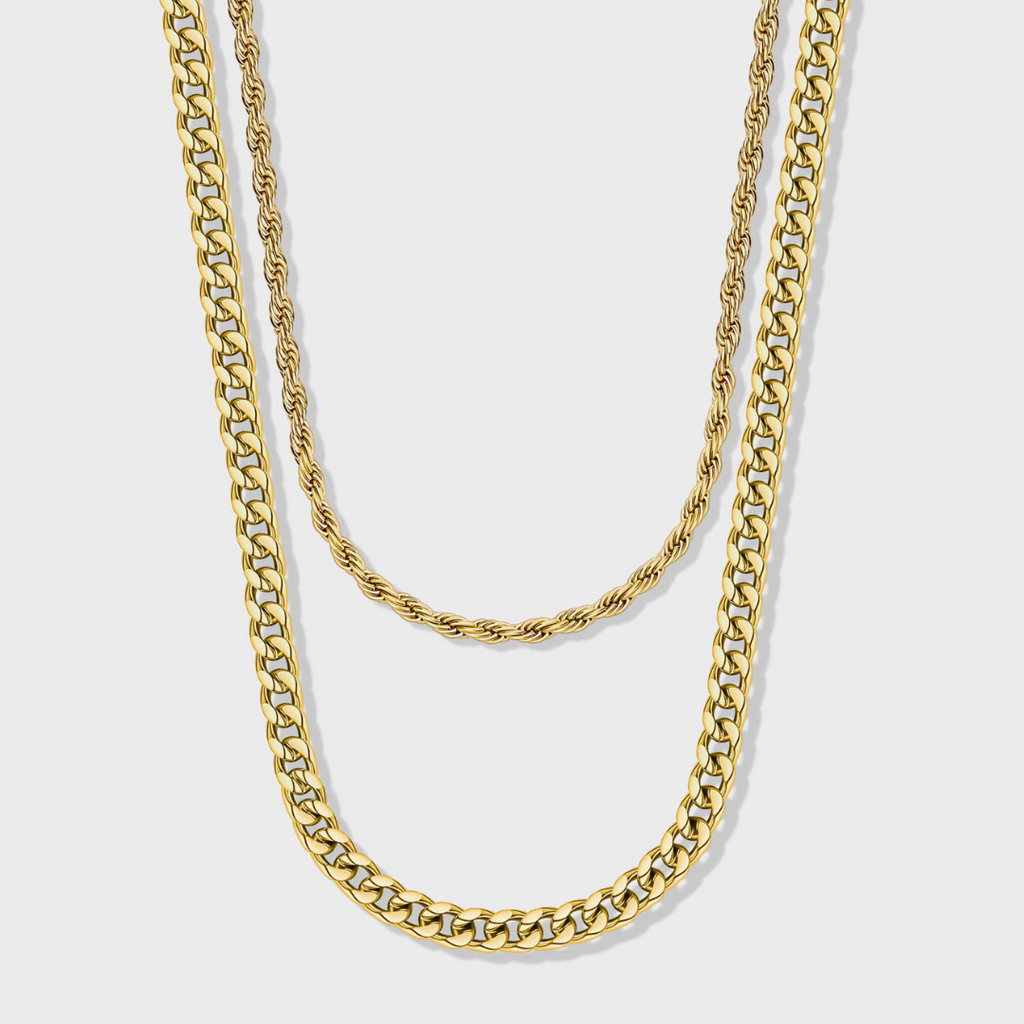 Women's Cuban 5mm + Rope 4mm Stack (Gold)