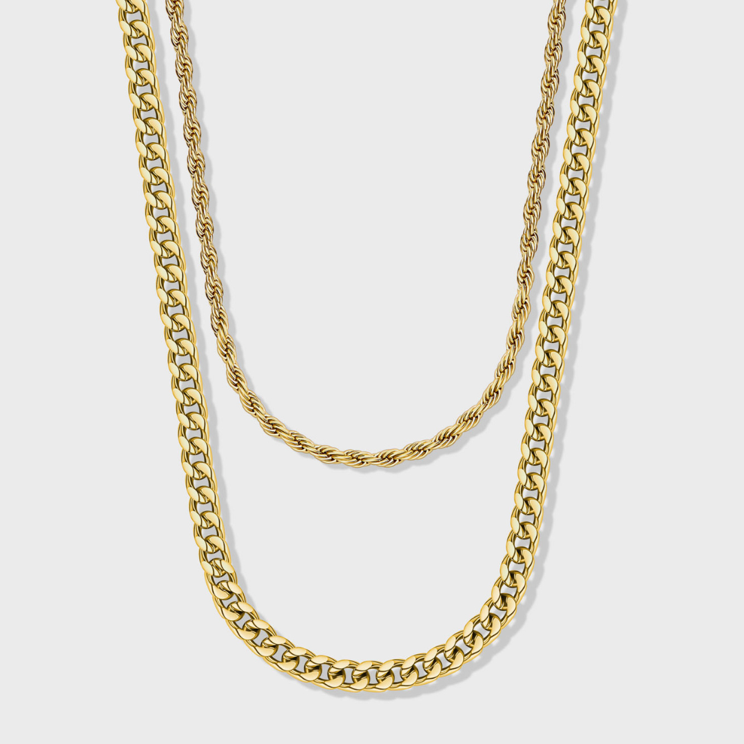 Women's Cuban 5mm + Rope 4mm Stack (Gold)
