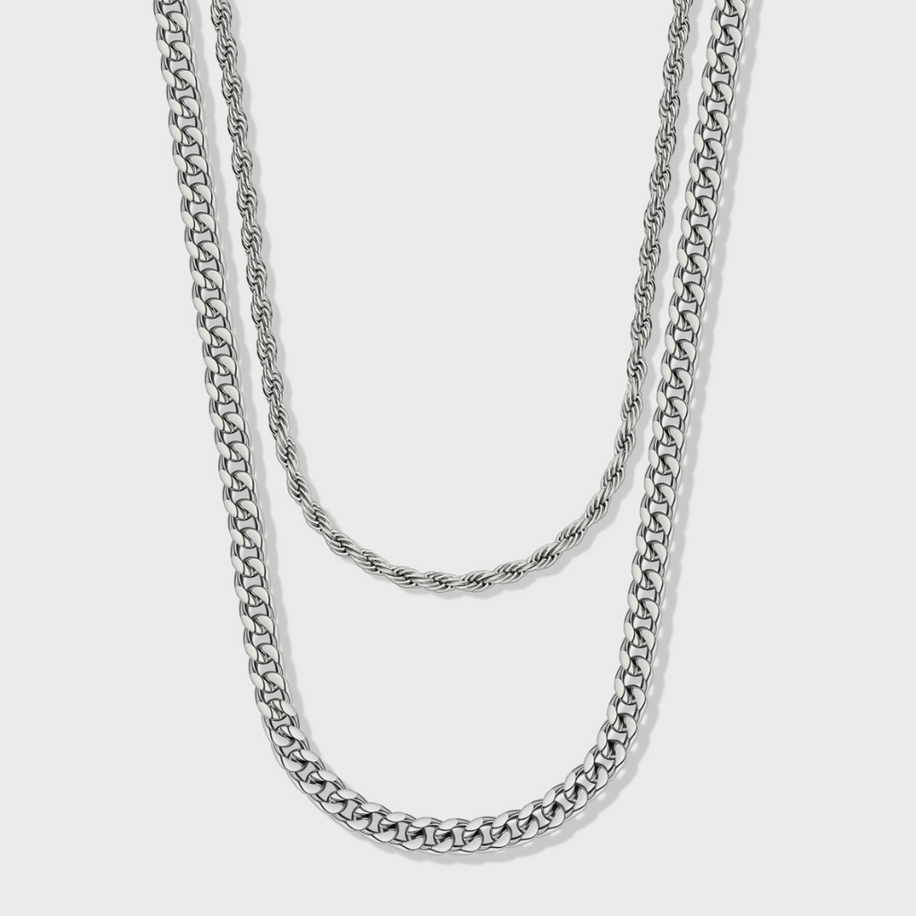 Cuban 5mm + Rope 4mm Stack (Silver)