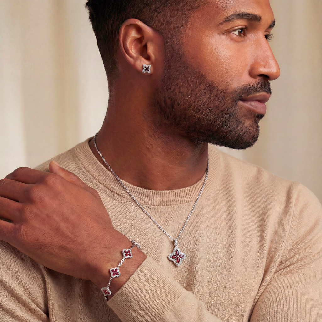 Red Clover Icon Pendant + Bracelet + Earrings