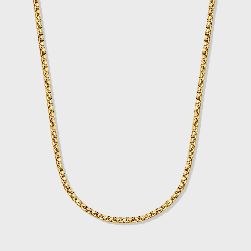 Round Box Chain (Gold) - 3mm