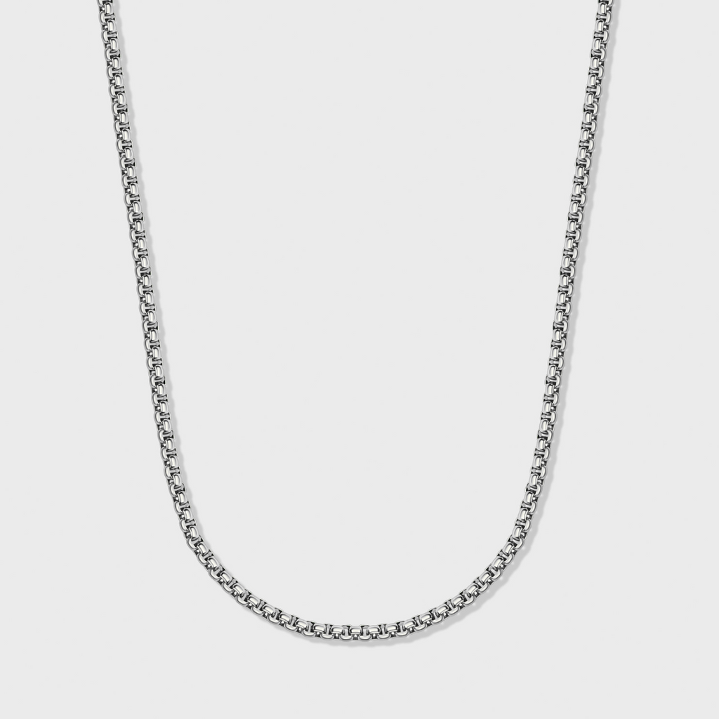 Women's Round Box Chain (Silver) - 3mm