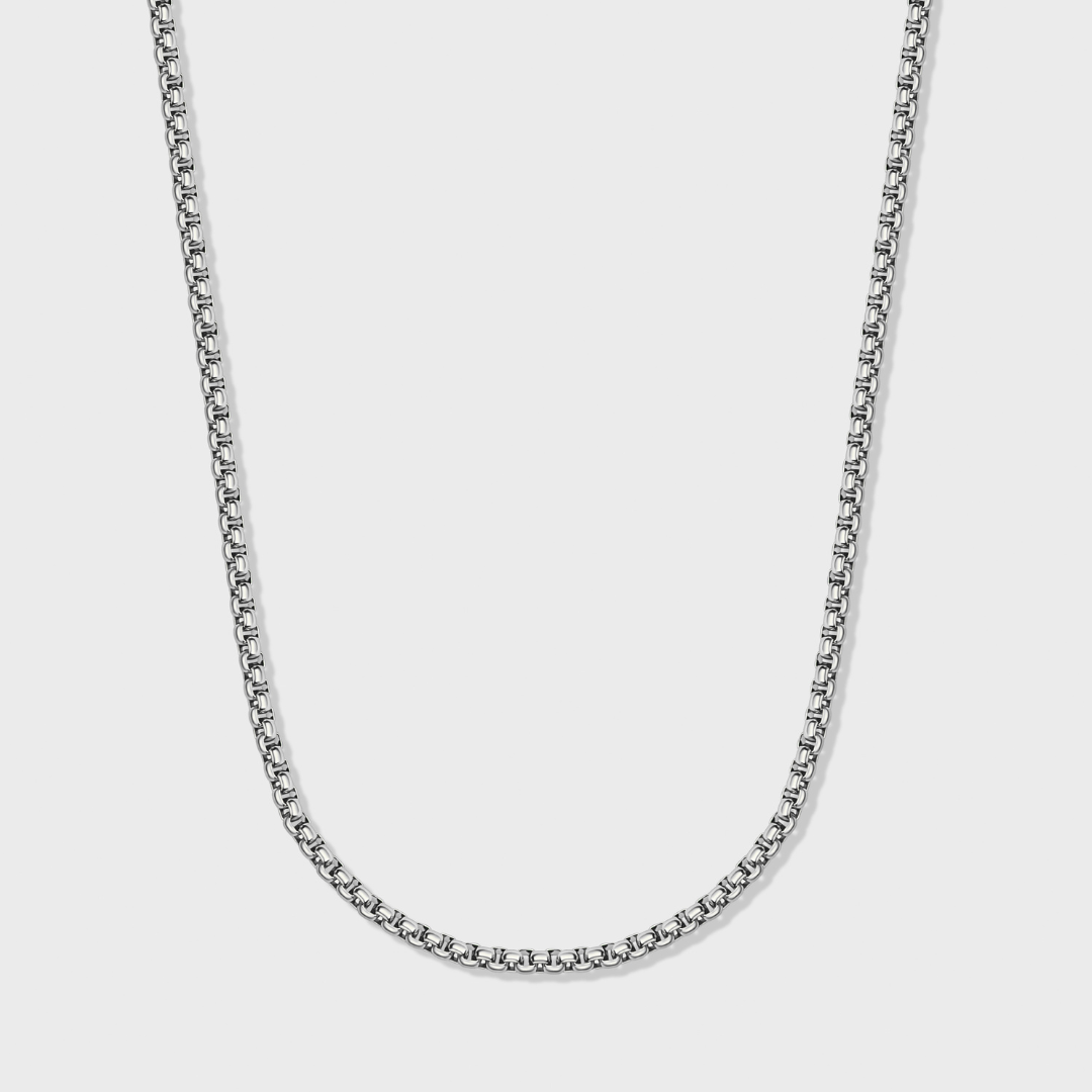 Women's Round Box Chain (Silver) - 3mm