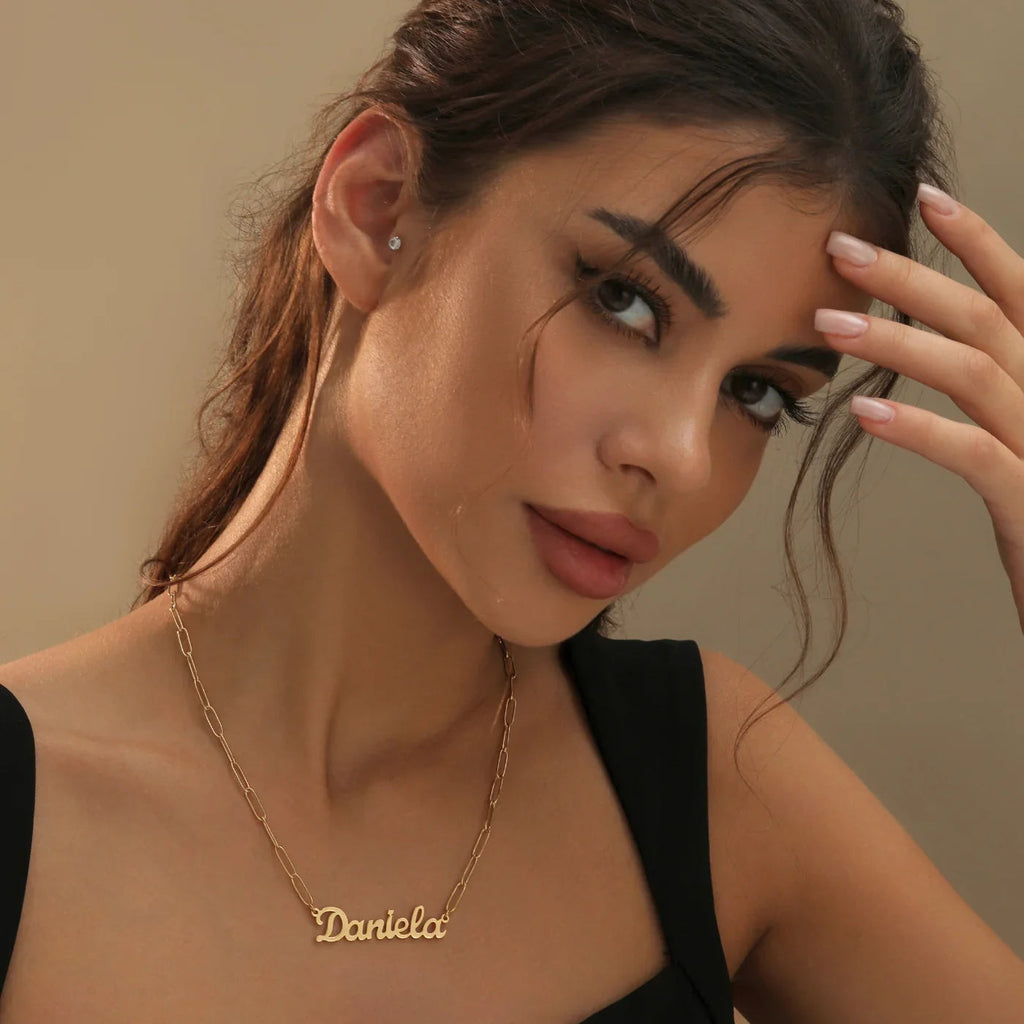 Custom Name Necklace w/ Paper Clip Chain