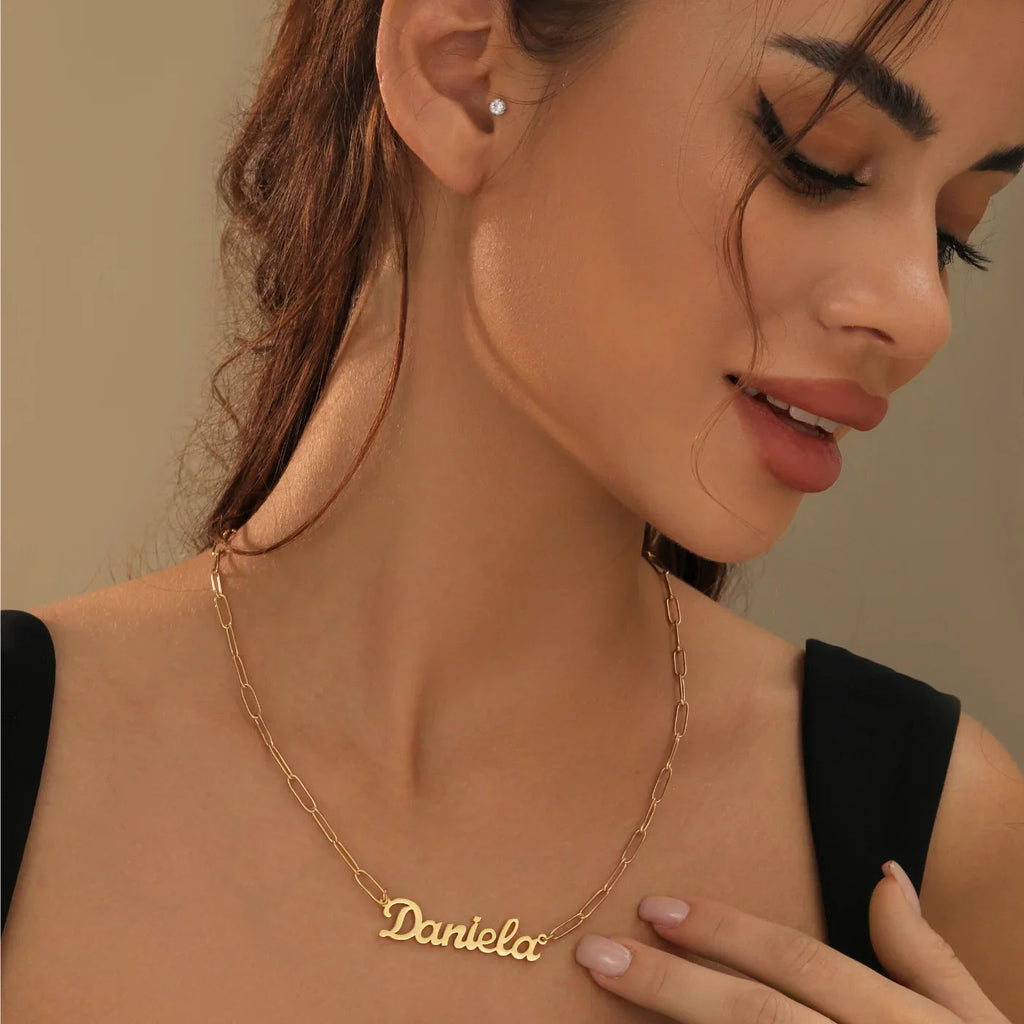 Custom Name Necklace w/ Paper Clip Chain