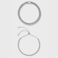 Women's Cuban + Franco Bracelet Stack (Silver)