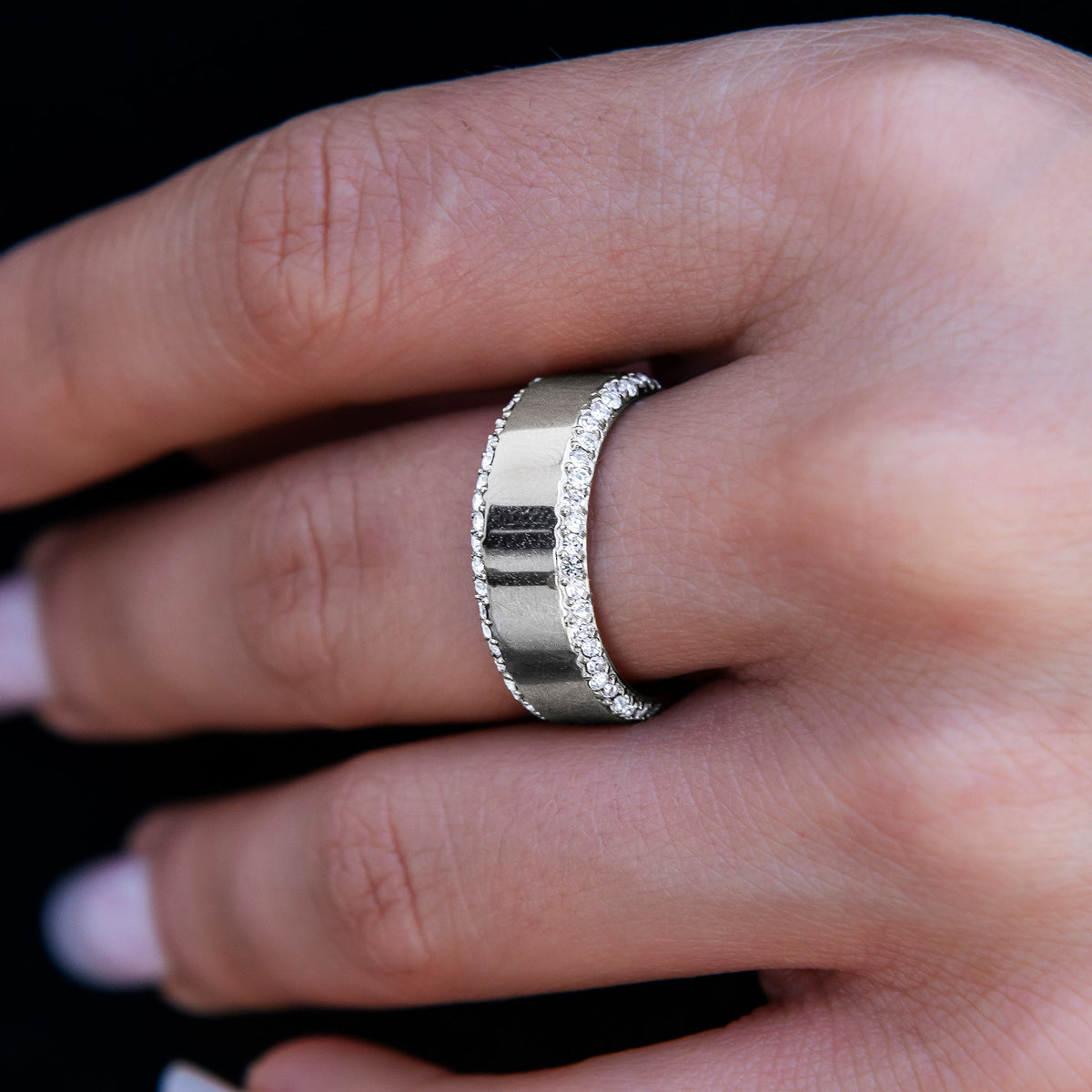 Diamond Edge Ring in White Gold