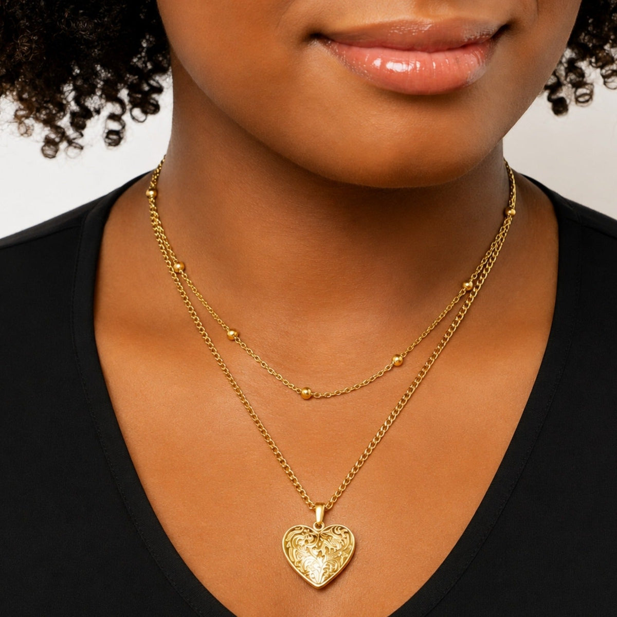 Heirloom Gold Heart Necklace Set