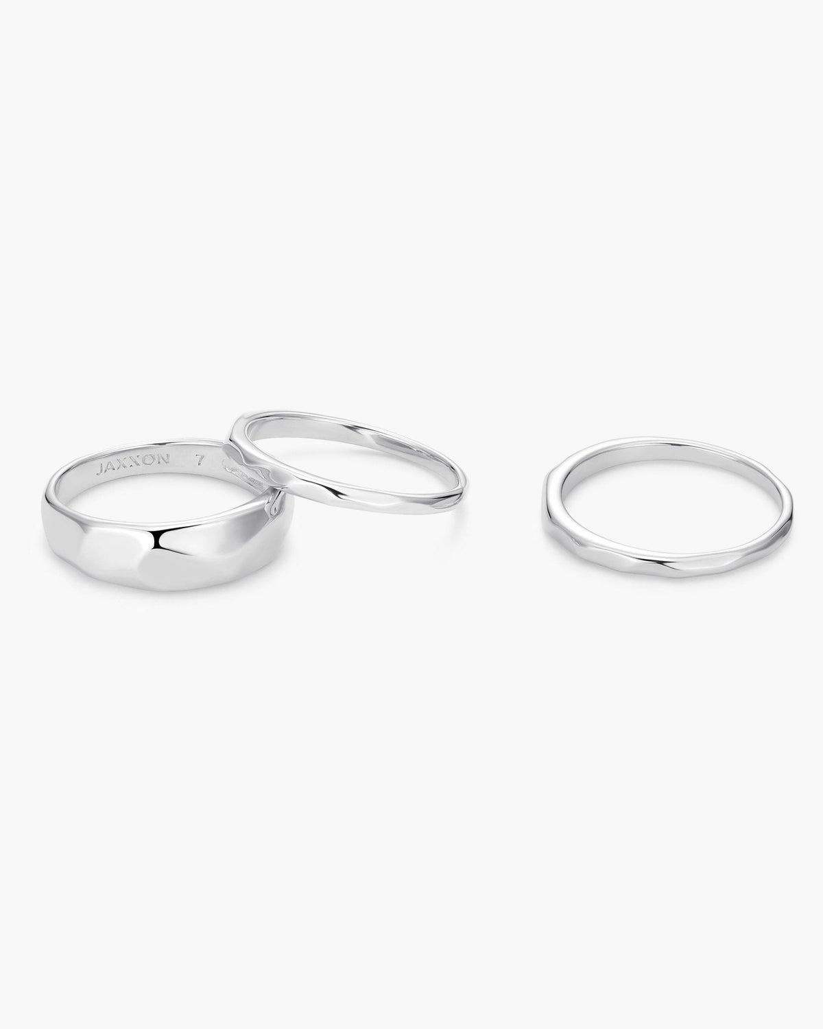 Women's Hammered Ring Set Silver