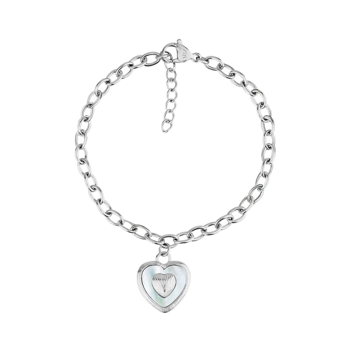 Textured Heart Mother of Pearl Bracelet
