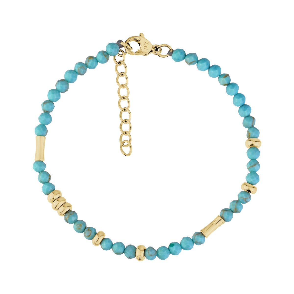 Gold and Turquoise Beaded Bracelet